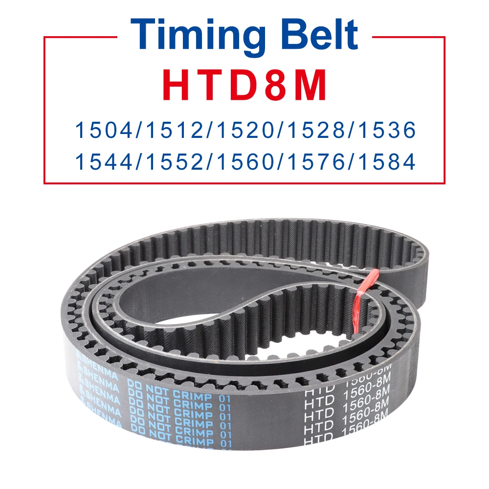 

1 PCS Timing Belt HTD8M-1504/1512/1520/1528/1536/1544/1552/1560/1576/1584 Rubber Belt Width 20/25/30/40mm For 8M Alloy Pulley