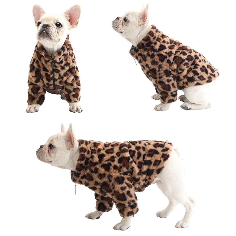 wholesale bulk items Leopard Pattern Rabbit Fleece Autumn and Winter Dog Clothing Pet Thickened Warm Fur Coat Pet Apparel Luxury