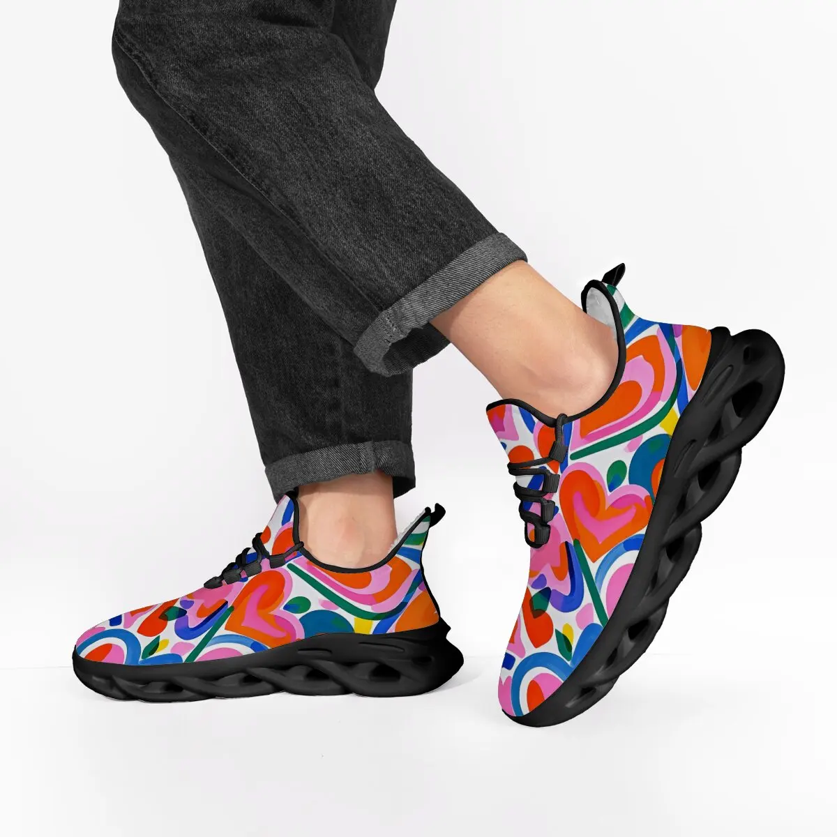 

Fashion Running Shoes Men Sneakers Colorful Abstract Pattern Fleece Lined Sports Lightweight Trainers Outdoor Walking Sneakers