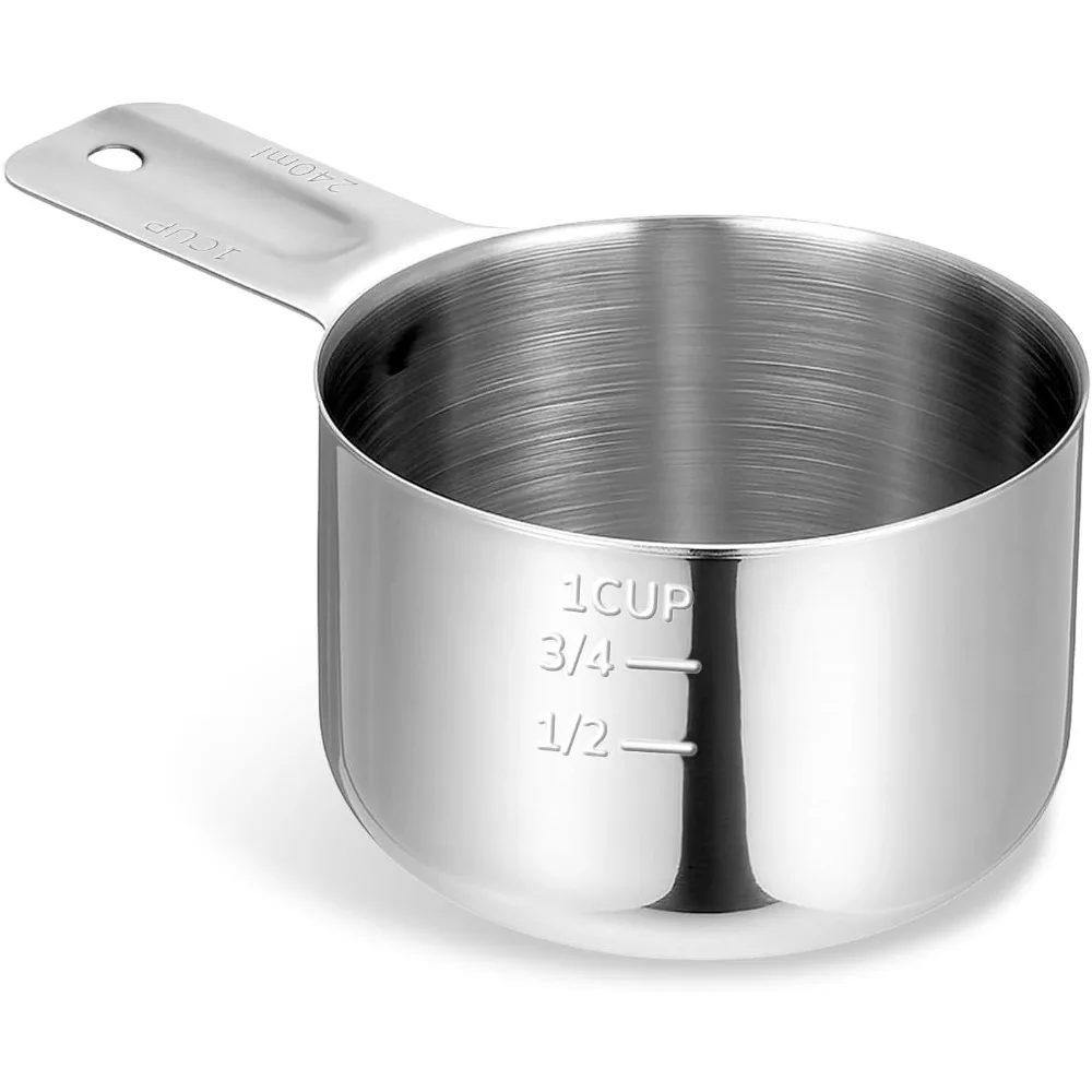 

Stainless Steel Measuring Cup, 1 Cup Rice Measuring Cups (8 oz | 240 ml), Single Measure Cups, Kitchen Gadgets, Metal Measure Sc
