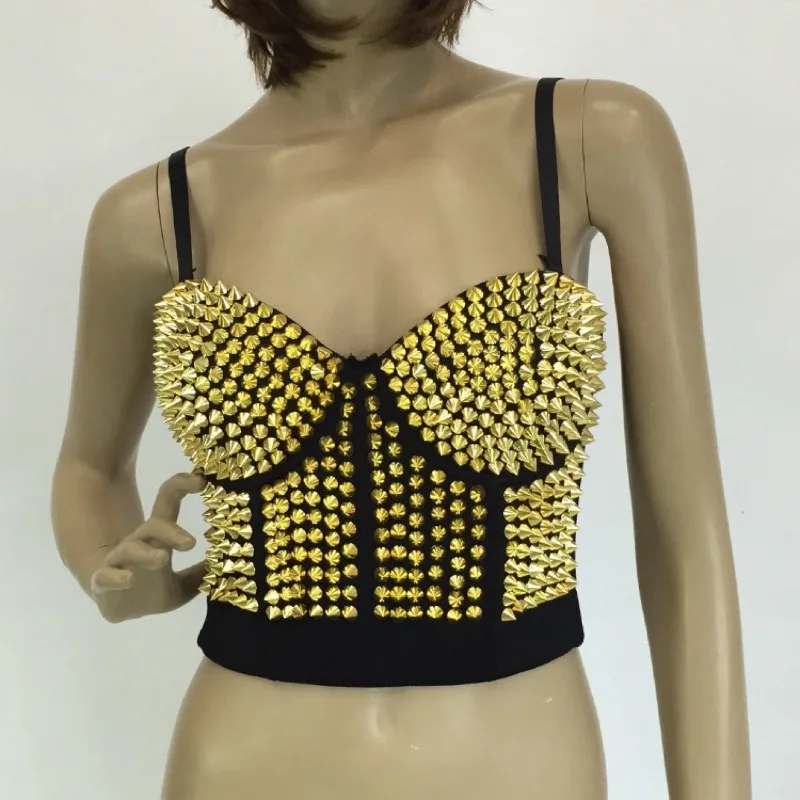 Personalizzato Nuovo Discoteca Pole Stage Dress Reggiseno di danza del ventre DS Performance Dress Fatto a mano con perline Rivetto Reggiseno con cinturino 10M Rivetto