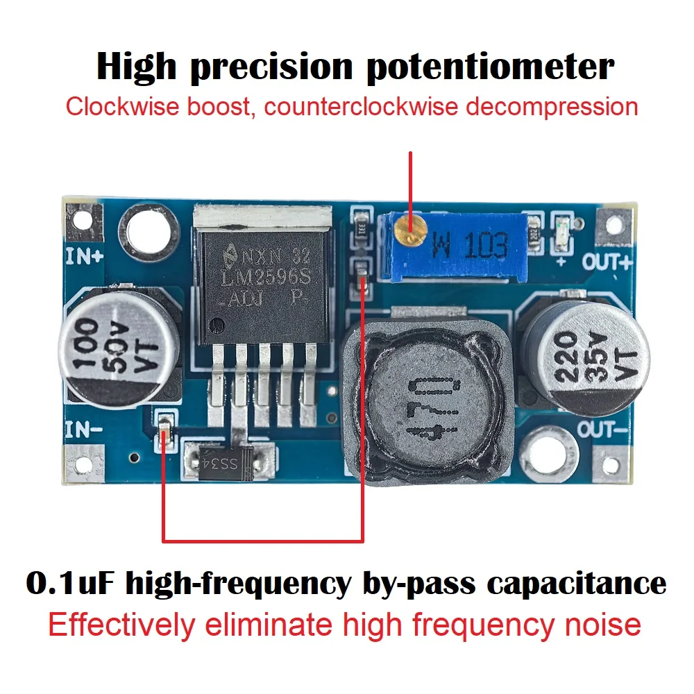 LM2596S DC-DC Step-down Power Supply Module 3A 3.2V-46V Adjustable Converter Module Voltage Regulator 3V 5V 12V 24V for arduino