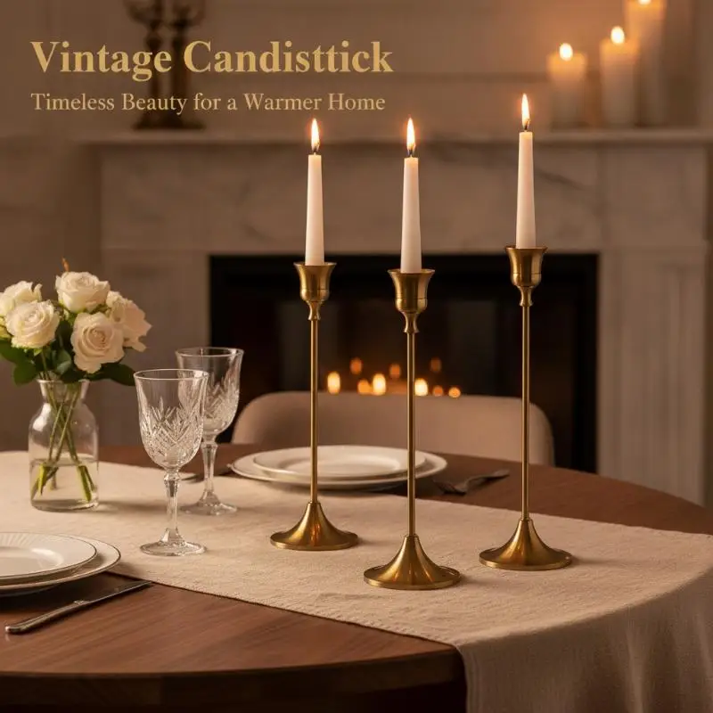 3PCS Gold Iron Metal Taper Candlestick Holders European Retro Candle Holder Set For Wedding Home Decorate Vintage Candlestick