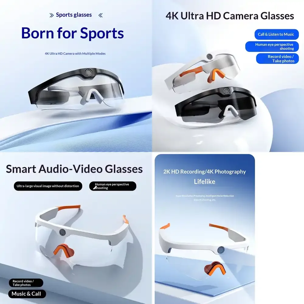 

Умные очки AI XV16 с функцией перевода, камерой для фото и видео, водонепроницаемые IP69, 8 МП, 1080P, для велоспорта
