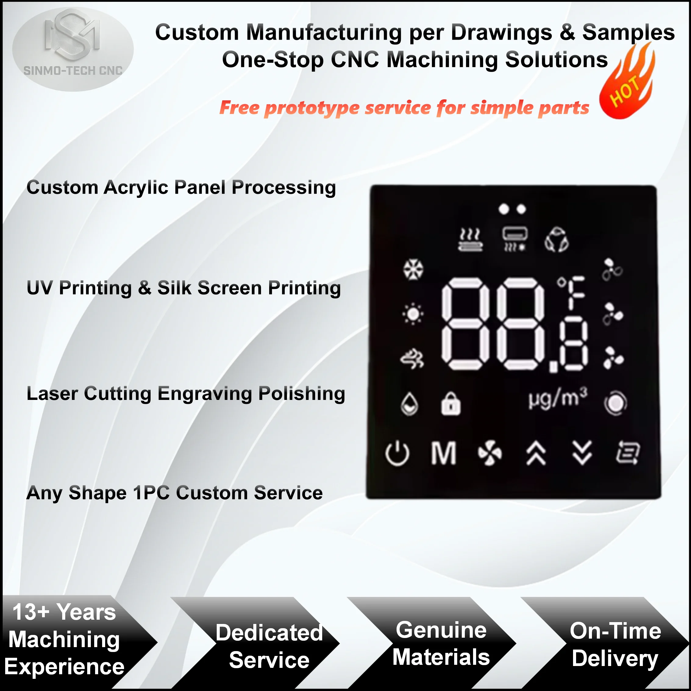 Acrylic Sheet Custom Processing CNC Cutting UV Silk Screen Printing High Precision Acrylic Panel Custom Parts