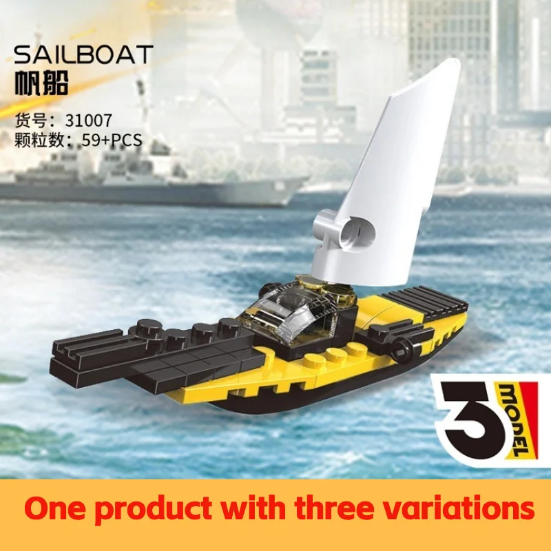 57-63 Pcs 3-Transformation Building Blocks Set  Sea Land & Air Mini Series
