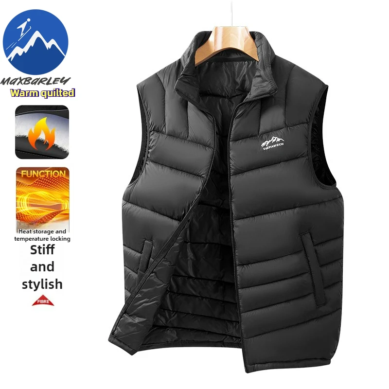 

Maxbarley 2025 зимний жилет с подкладкой, мужской модный повседневный легкий пуховик, мужская куртка на хлопковой подкладке, дизайнерская парка без рукавов, жилет