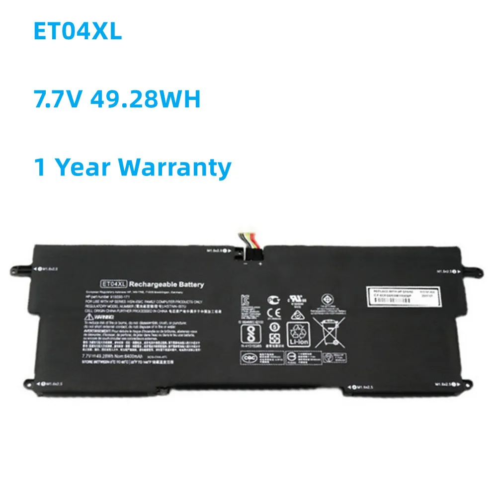 

ET04XL 7.7V 49.28WH/6470mAh Laptop Battery For HP EliteBook x360 HSTNN-IB7U 1020 G2 TPN-I09C 915191-855 915030-171