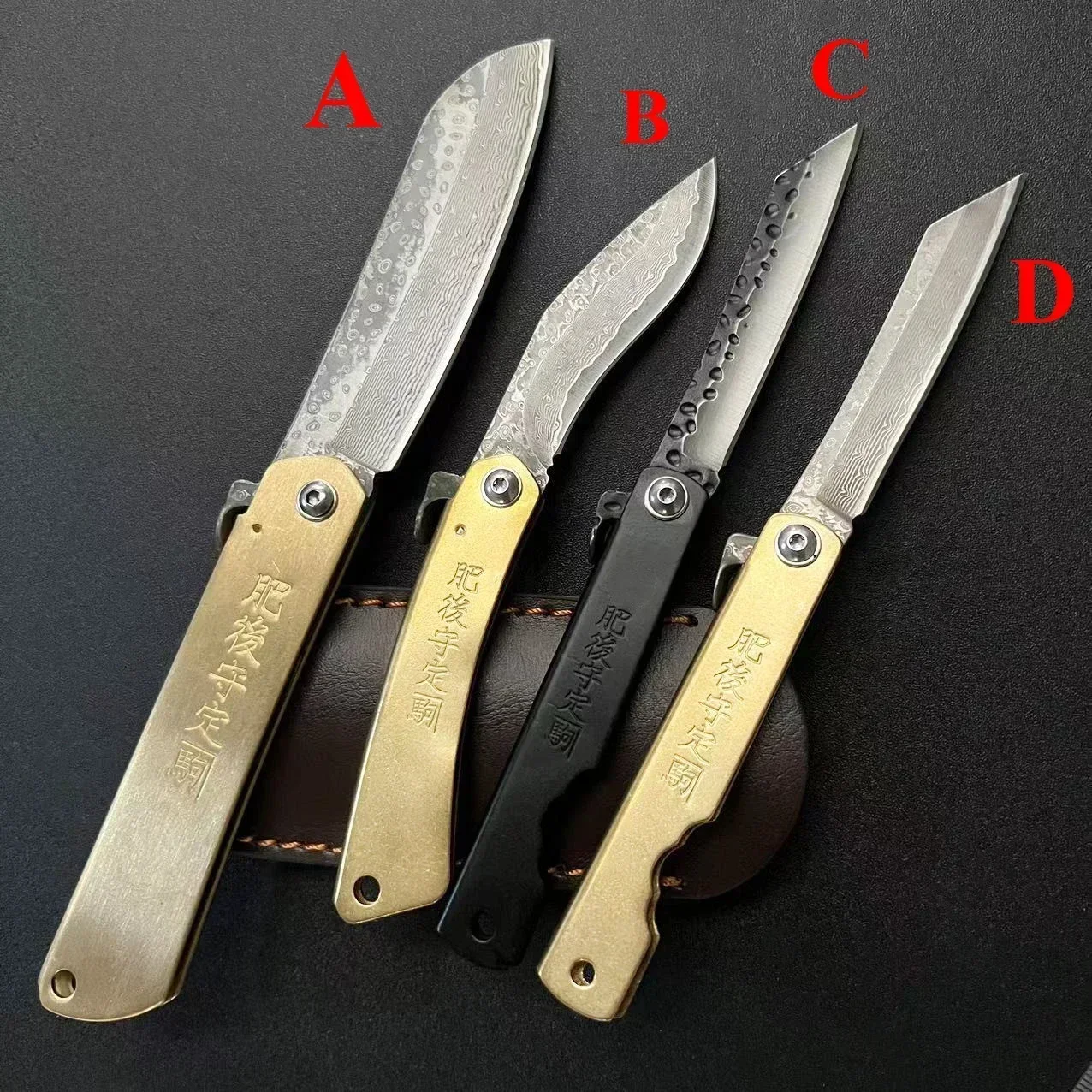 Japanische Higonokami Taschenmesser Klappmesser Damaskus Stahl Klinge Kupfer Griff Überleben Messer Taktische Jagd EDC Werkzeuge