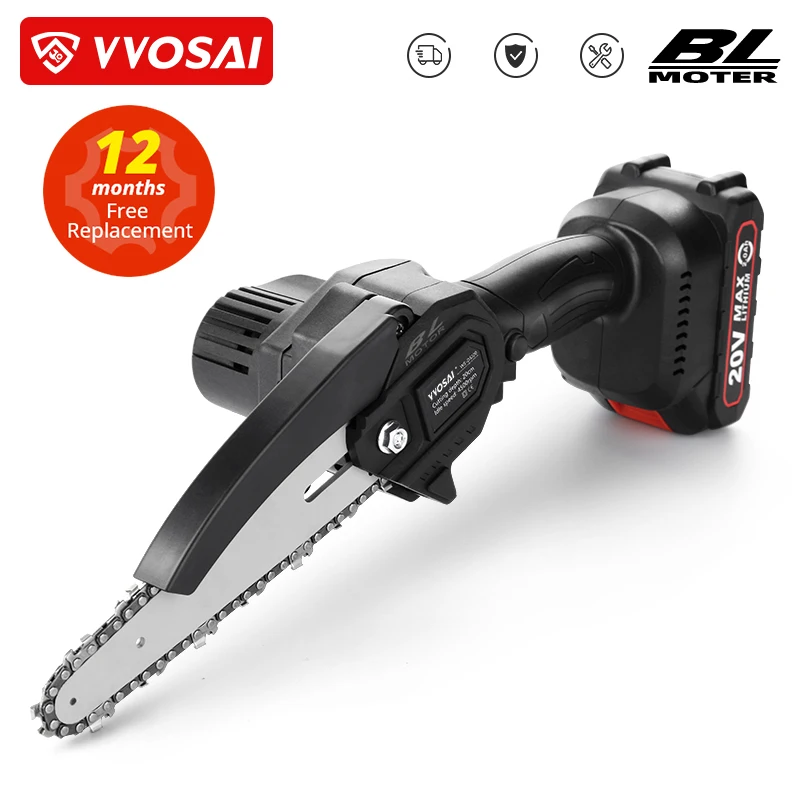 VVOSAI 20V MT-SER 6 Inch Brushless chain saw Cordless Mini Handheld Pruning Saw Portable Woodworking Electric Saw Cutting Tool