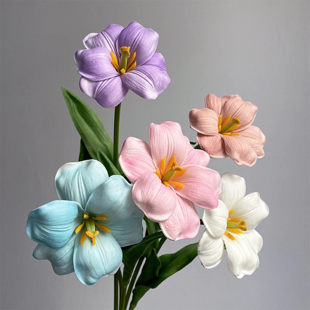 

47CM PU Browni Tulip Artificial Flower Living Room Fake Flower Artificial Flowers Home Garen Acceeeories Wedding Decorations
