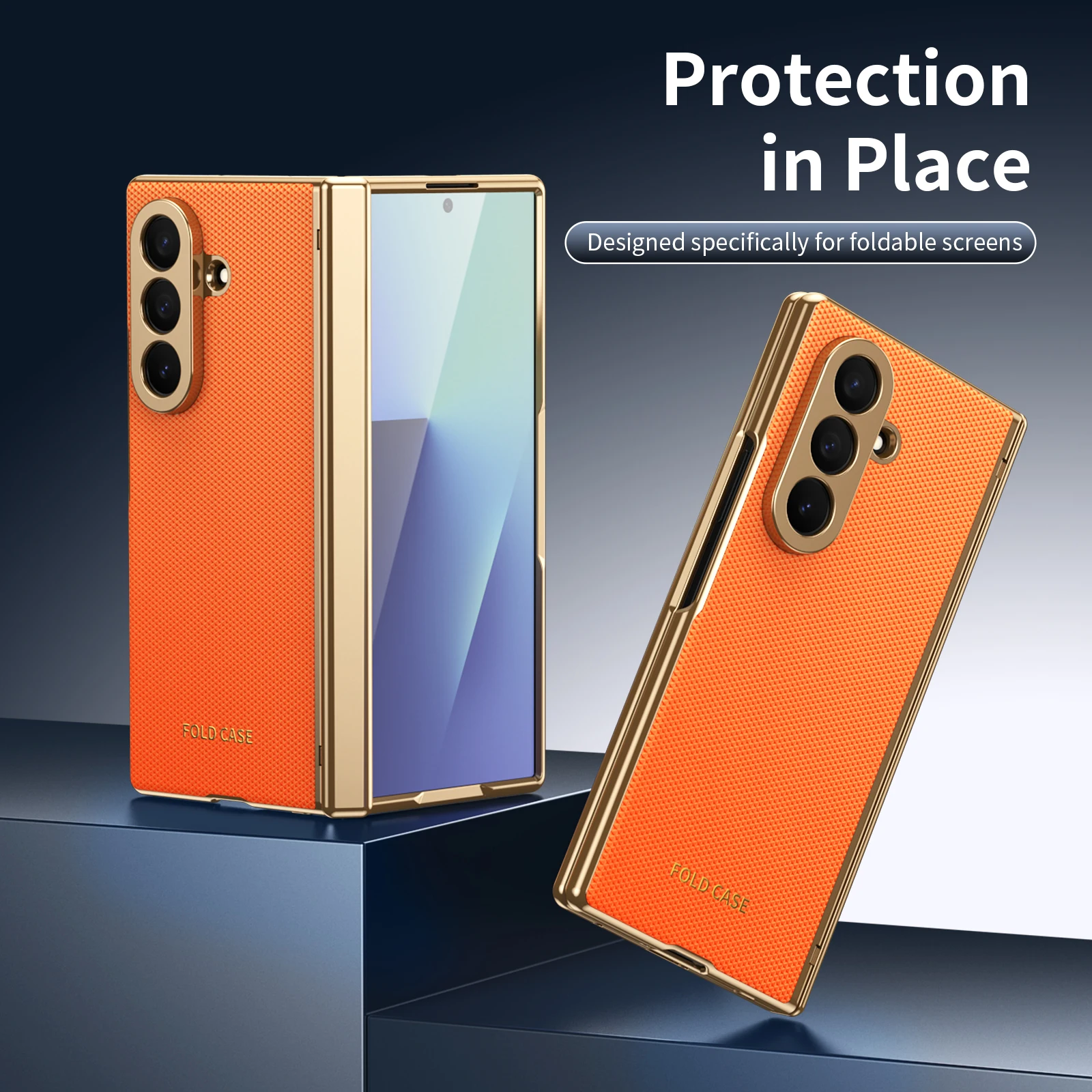 

New Plaid Vegan Leather Case For Samsung Galaxy Z Fold 7 5 6 4 Hinge Protection All-inclusive Cover With Clear Glass Protector