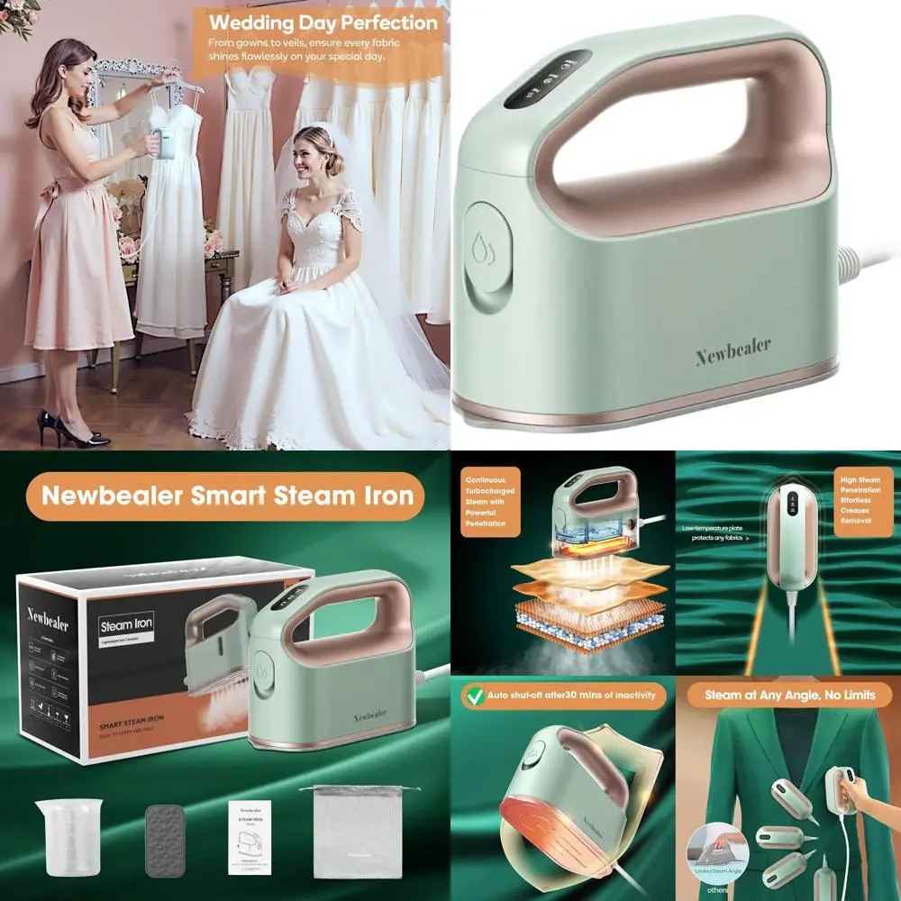 

Компактный паровой утюг мощностью 1200 Вт с 3 режимами, быстрым нагревом, функцией автоматического отключения, антипригарной пластиной для путешествий и домашнего использования (мятно-зеленый)