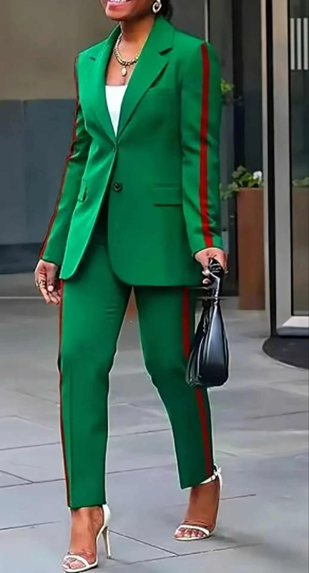 

Customized Green Women's Suits 2 Piece High Quality Single Breasted Notch Lapel Slim Fit Blazer Elegant Daily Female Clothing