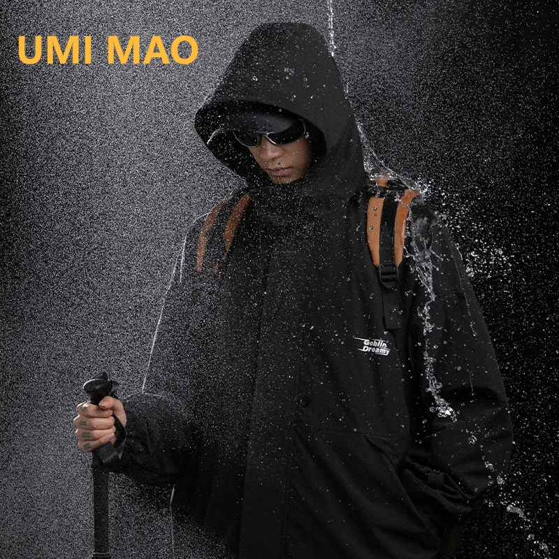 

UMI MAO Outdoor Jacket Sun Tide Waterproof Craft Hooded Charge Coat Male 2023 Autumn Jacket Male Mens Clothing Y2K