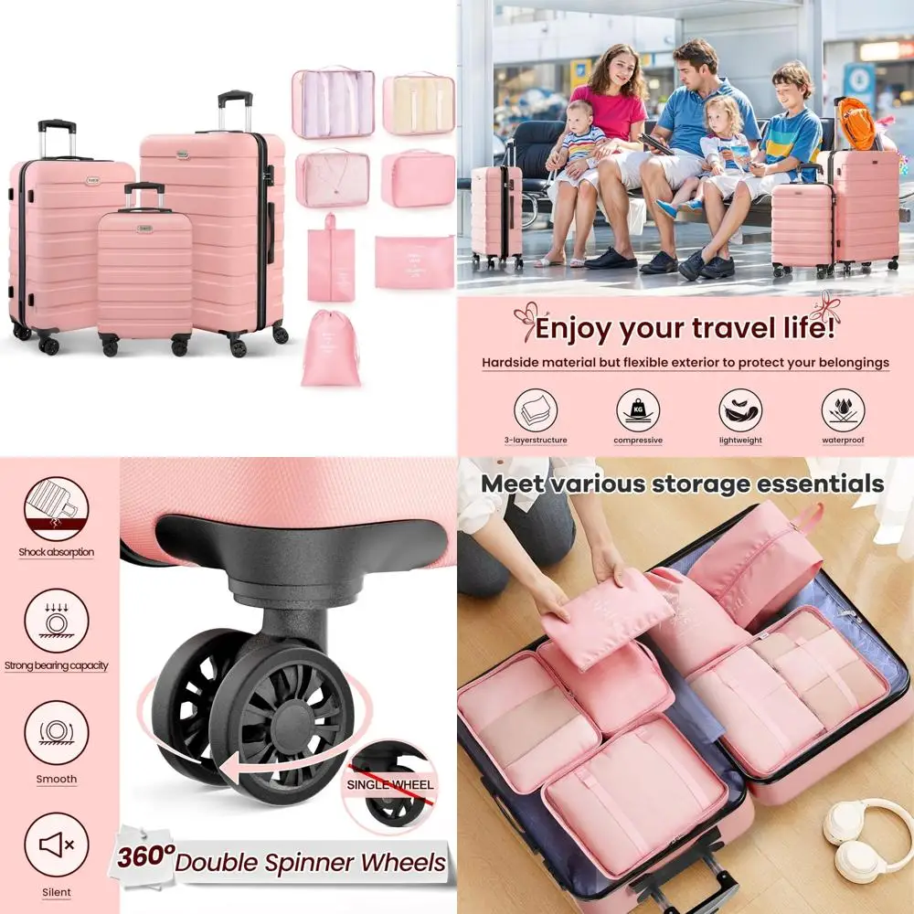 

Lightweight 10-Piece Hardshell Suitcase Set with 4 Spinner Wheels, TSA Lock, and ABS Material for Travel