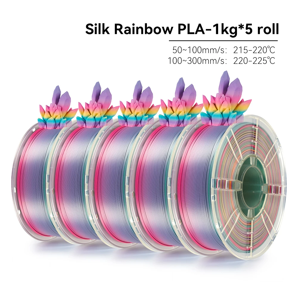 KEEPANG PLA Regenboog 3D-filament 1,75 mm 5 kg Zijde PLA-filament Meerkleurig Snel filament Kunststof Voor 3D-printer Materialen Netjes
