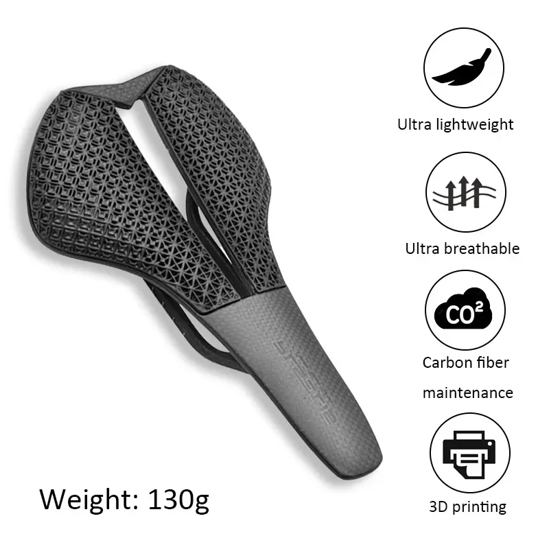 3d Printed Bike Saddle Comforthollow Bicycle Seat Mtb Carbon Fiber for MTB Gravel Road Bike 245x145mm Black Ultralight 130g