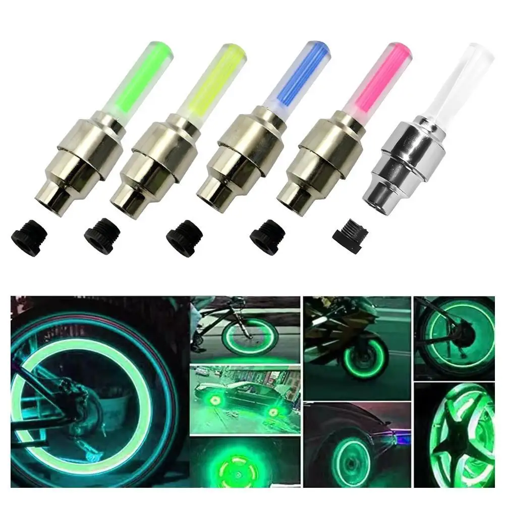 

2PCS Bicycle Bike LED Lights Tire Valve Cap Waterproof Wheel Spoke Lights For Night Riding Glow In The Dark