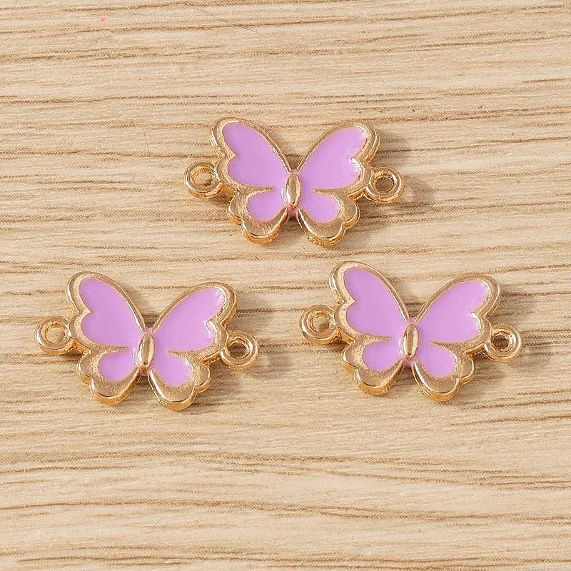 10 Stück niedliche Mini-Emaille-Fliegen-Schmetterlings-Anhänger, Verbindungsstücke für die Schmuckherstellung, DIY, handgefertigte Armbänder, Halsketten, Bastelzubehör – Detail 14