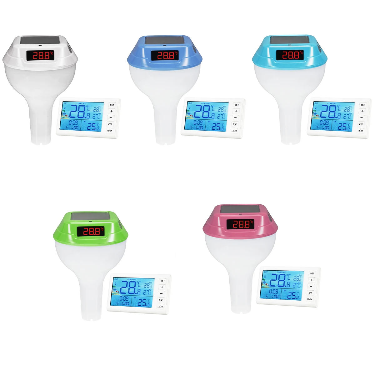 Wireless Floating Pool Thermometer Solar Pool Thermometer Swimming Pool LED Digital Water Thermometer With RGB Atmosphere Light