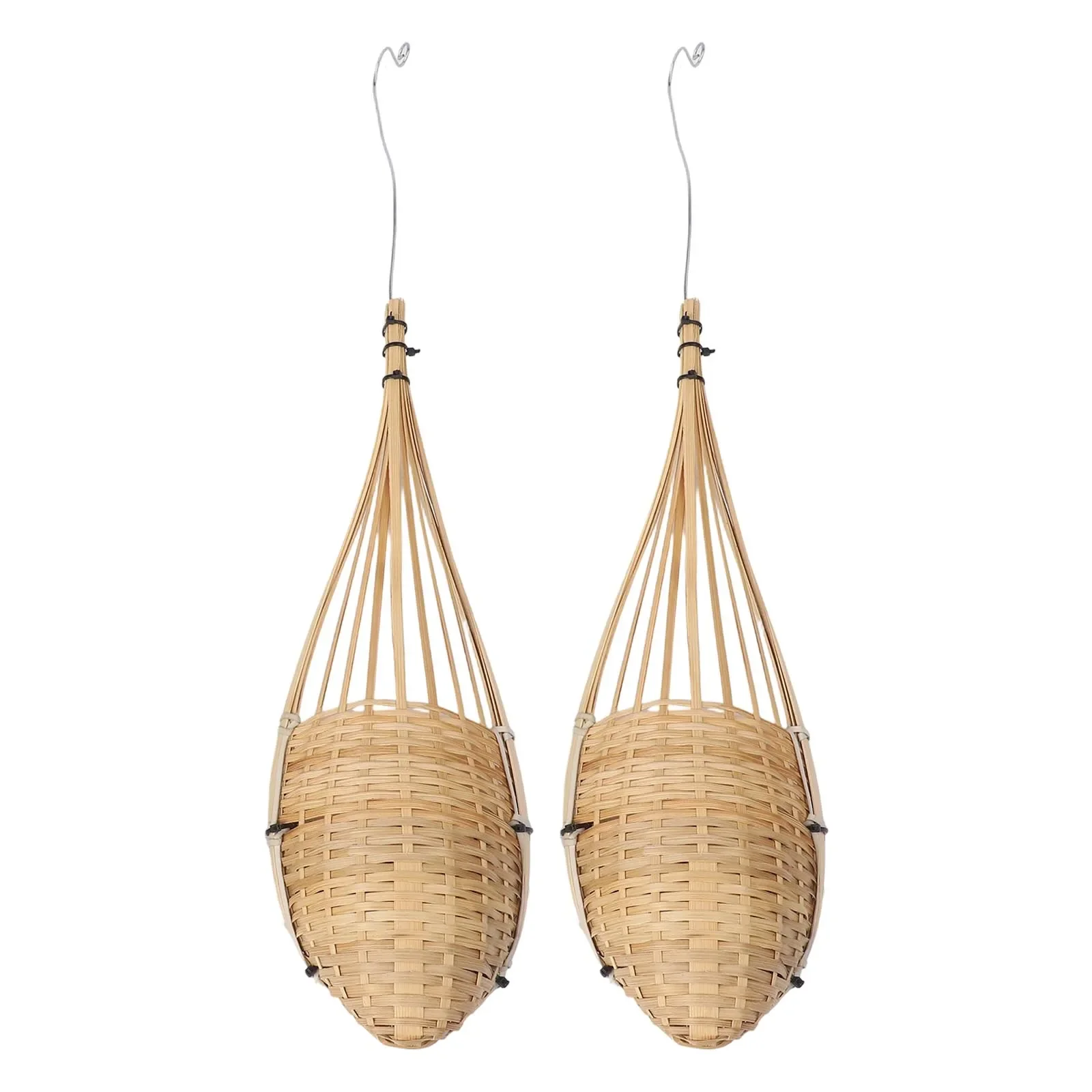 Ventilated Hanging Plant Basket With Metal Hook Handwoven From Rattan For Growing Orchids And Small Indoor Plants