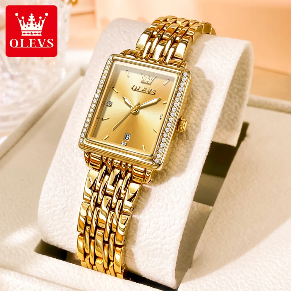 Olevs Luxus Quarz Damen uhr modische klassische quadratische elegante Diamant wasserdichte Zifferblatt hochwertige Original Damen uhr