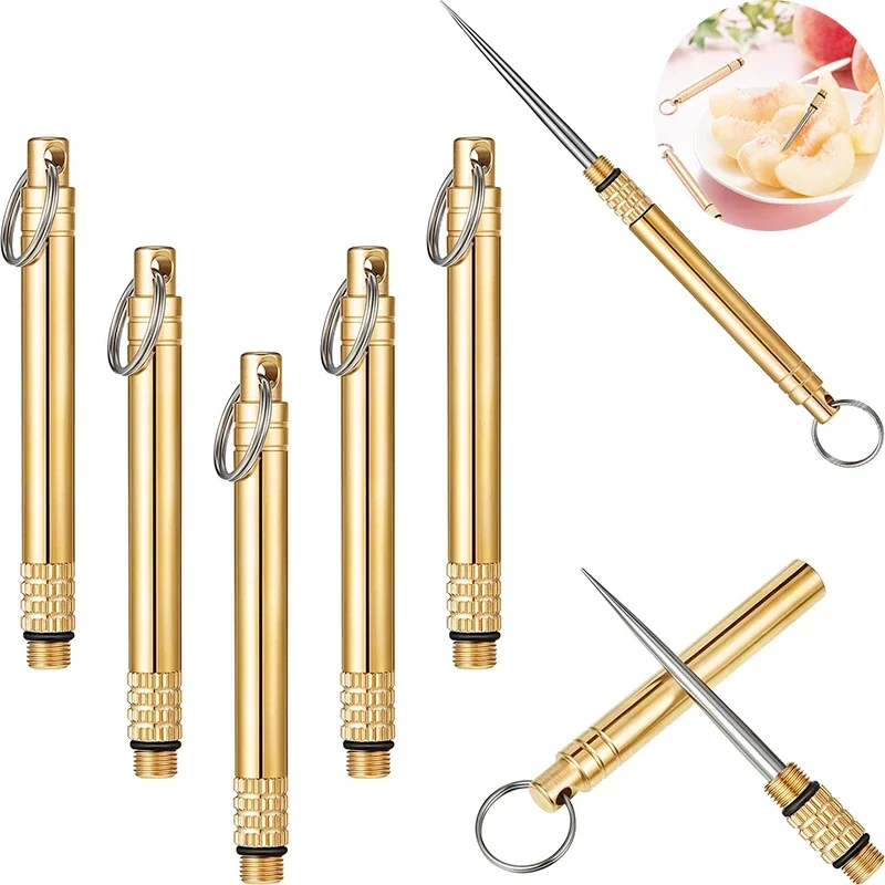 Portable Titanium Outdoor Multifunctional Toothpick Bottle Fruit Fork Camping Toothpick Tube Stronger Than Dental Floss Supplies