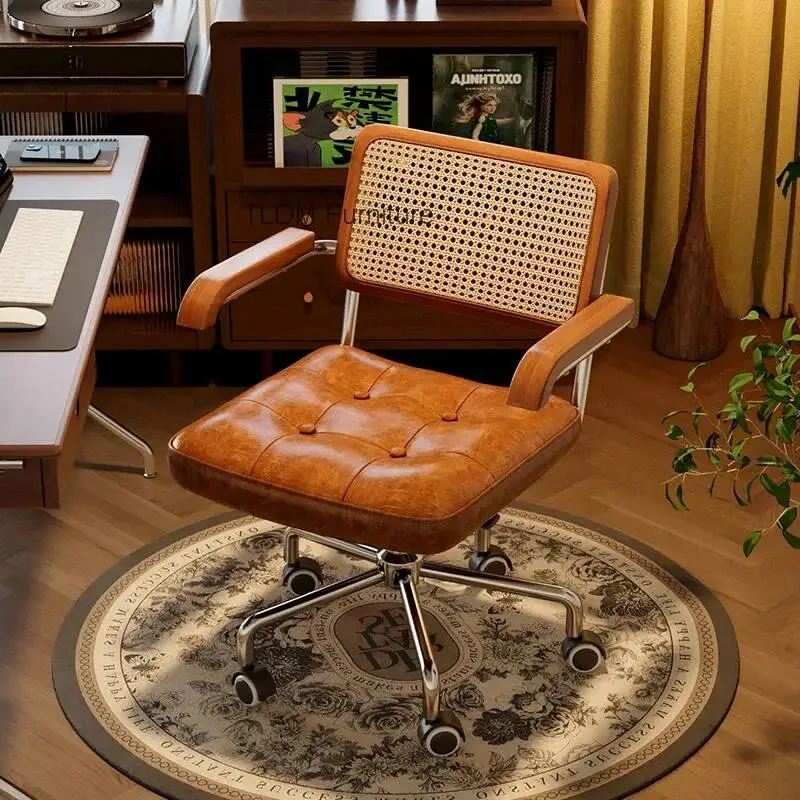 Swivel Accent Office Chair Desk Computer Rolling Arm Chair Office Chair Leather Comfortable Home Silla De Oficina Furniture
