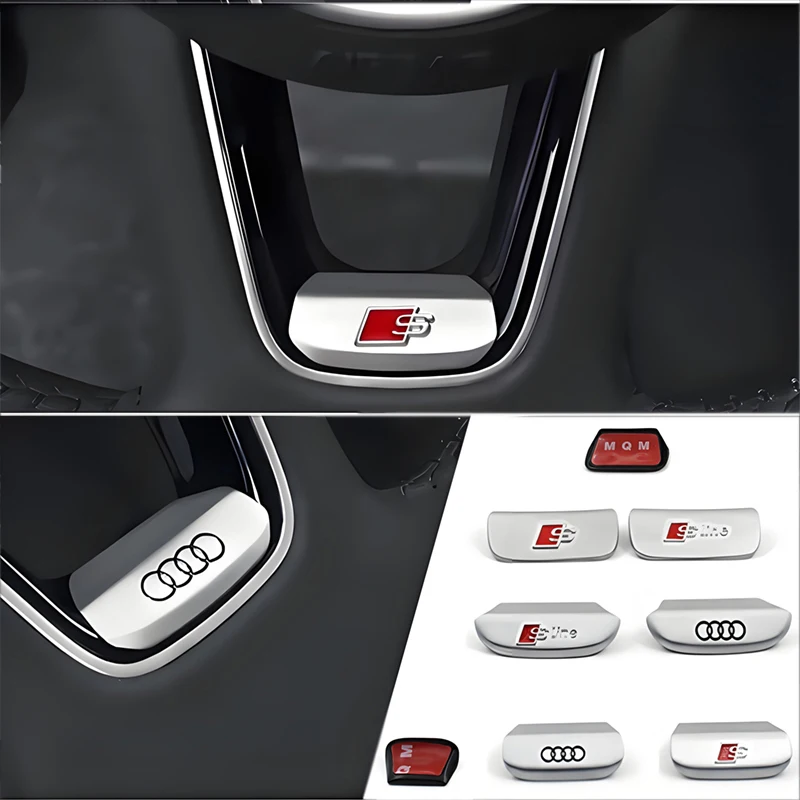 Car Steering Wheel Logo Sticker For Audi A1 A2 A3 A4 A5 A6 A7 A8 Q1 Q2 Q3 Q4 Q5 Q6 Q7 Sline Emblem Trim Cover Decal Accessories