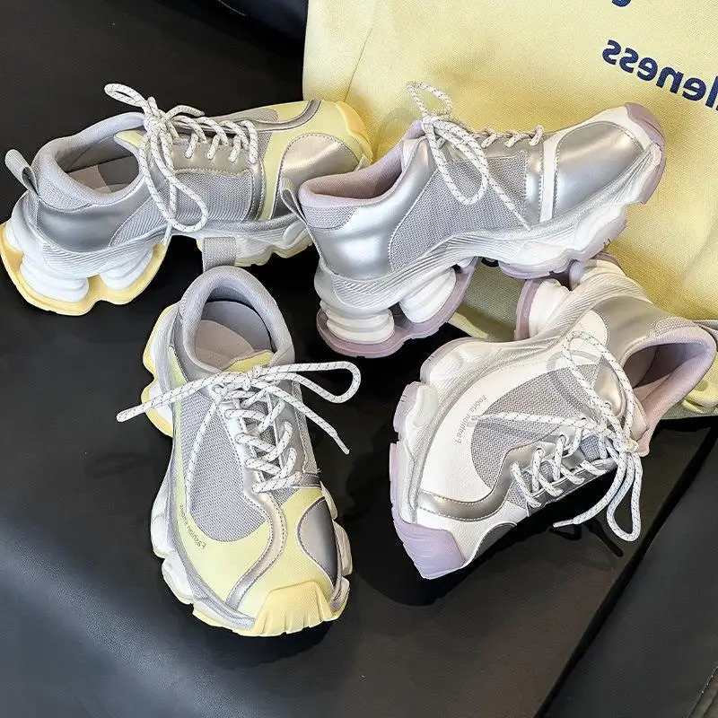 

Women's Breathable Thick Bottom Dad Shoes Casual Style Mesh Anti-Slip Comfortable Sports Fashion Sneakers