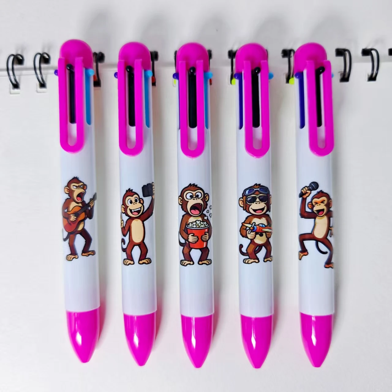 6 قطعة/11 قطعة قرد مضحك متعدد الألوان قلم حبر جاف يومي مكتب طالب تعلم القرطاسية هدية القلم