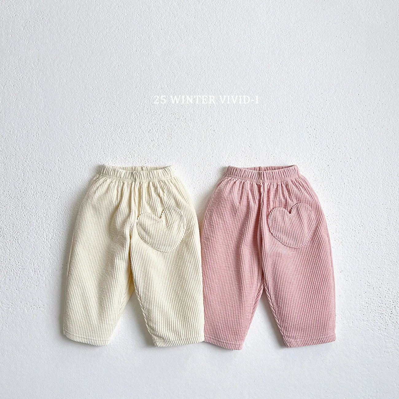 Korean Version New Children's Clothing 2025 Winter Baby Corduroy Love Casual Pants Radish Pants Pants