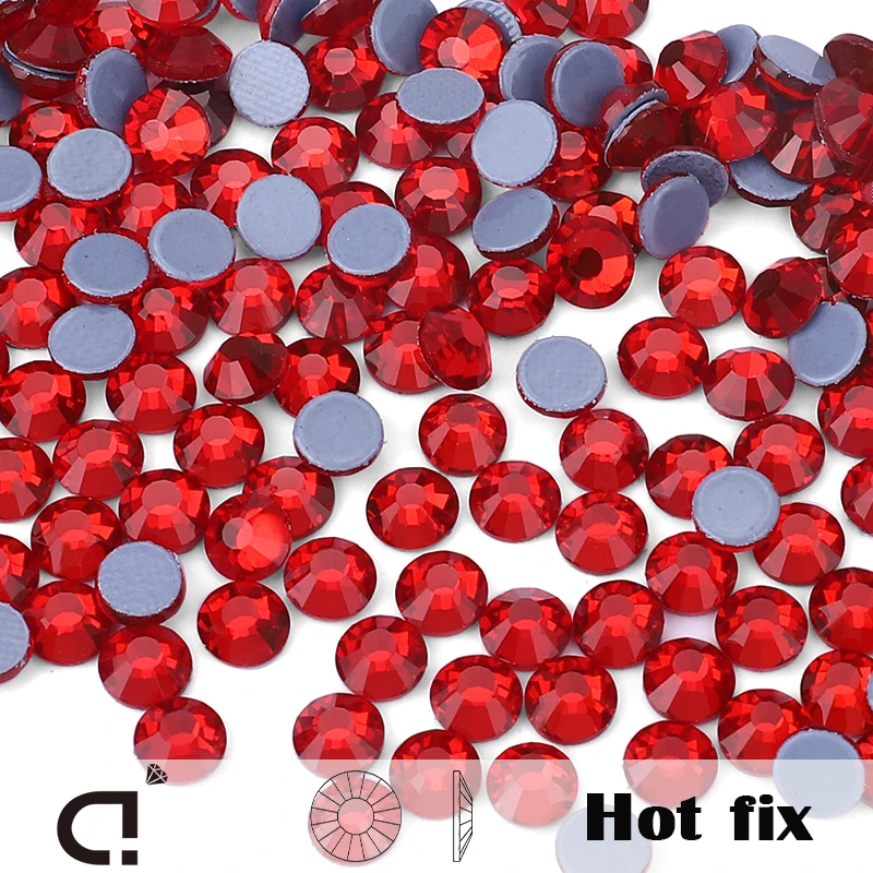 SS6-SS30 Licht Siam Hot Fix Glas Kristall Strass Glänzendes Eisen auf Kristall Diamant für Nail Art Kleidungsstück DIY Handwerk