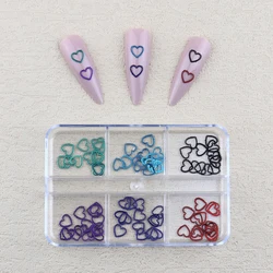 1Box Colorful Metal Studs Lace Heart Nails Charms Heart Ultra-thin Copper Nail Rivets Manicure 3D Nail Art Decorations