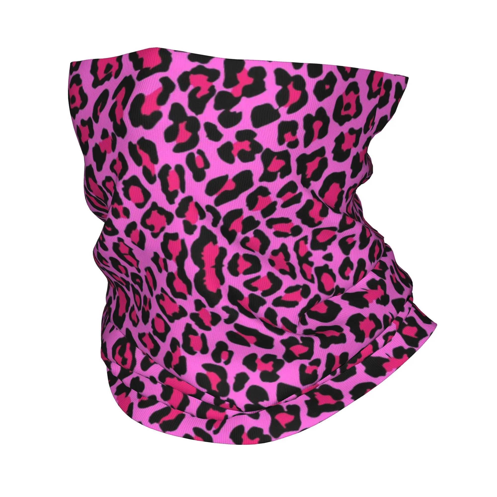 

Custom Leopard Fur Skin Texture Hot Pink Bandana Neck Gaiter UV Protection Face Scarf Cover Men Women Headwear Tube Balaclava