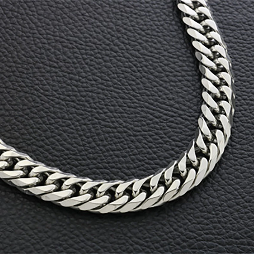 Fashion Thick Wide Double Duckle Weave Six-face Grinding Stainless Steel Men And Women Necklace Jewelry Chain Hot Sale