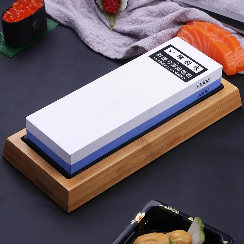 6000 1000 Grit Japanese Style Double-Sided Coarse Grinding Fine Sharpening Stone Kitchen Sushi Shop Tool