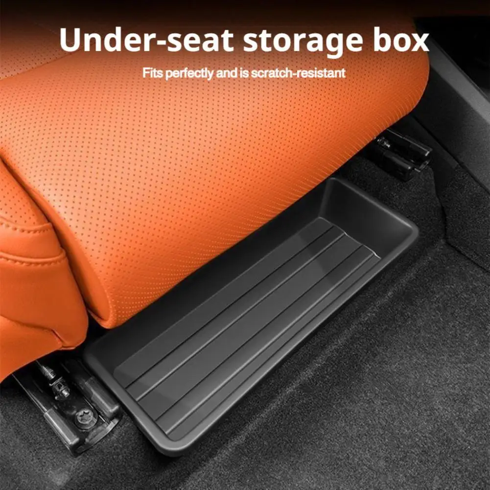 Universal Under Seat Storage Box TPE Hidden Organizer Tray with Lid Push Pull Drawer Car Interior Accessories