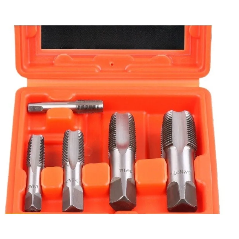 

6-piece NPT tap set for water pipe thread tapping and repair, multi-size, industrial grade hardware tool