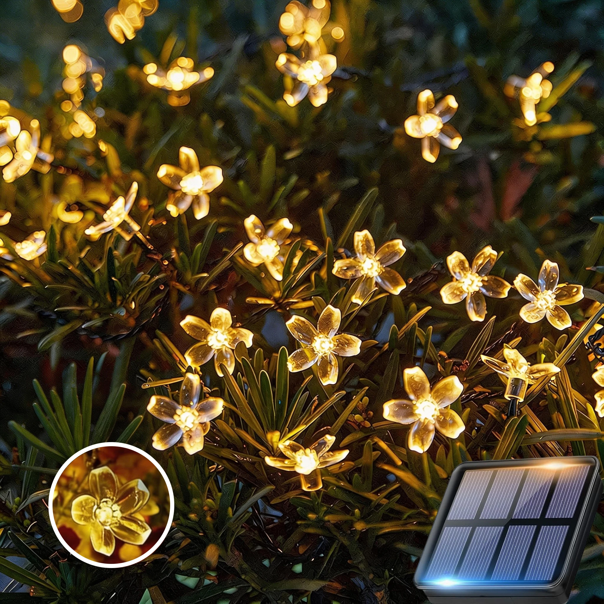 

1pc Solar String Lights Outdoor Waterproof 8 Mode Cherry Flower Light Christmas Garden Party Decoration