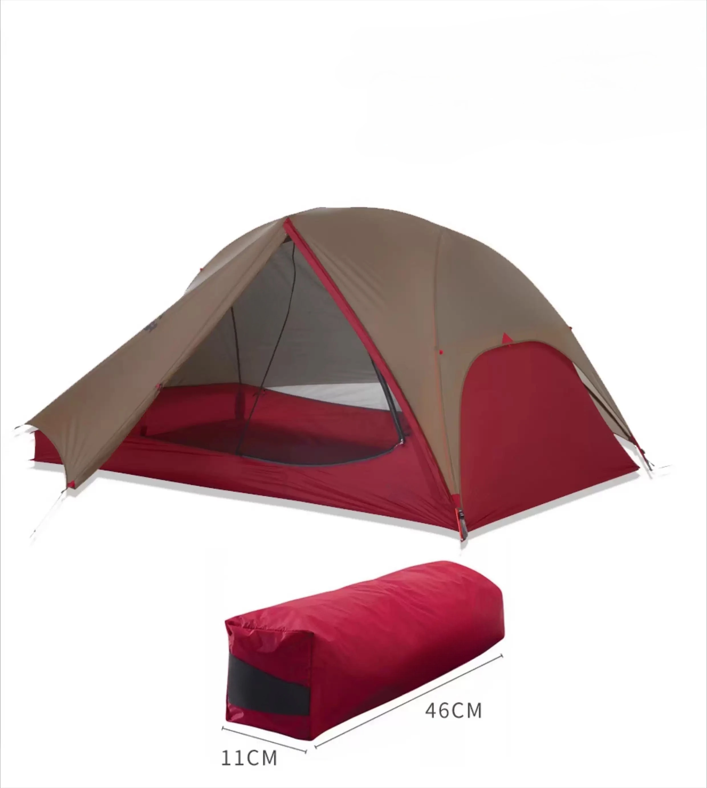 Outdoor camping double tent, large space ultra-light semi-self-standing weatherproof tent