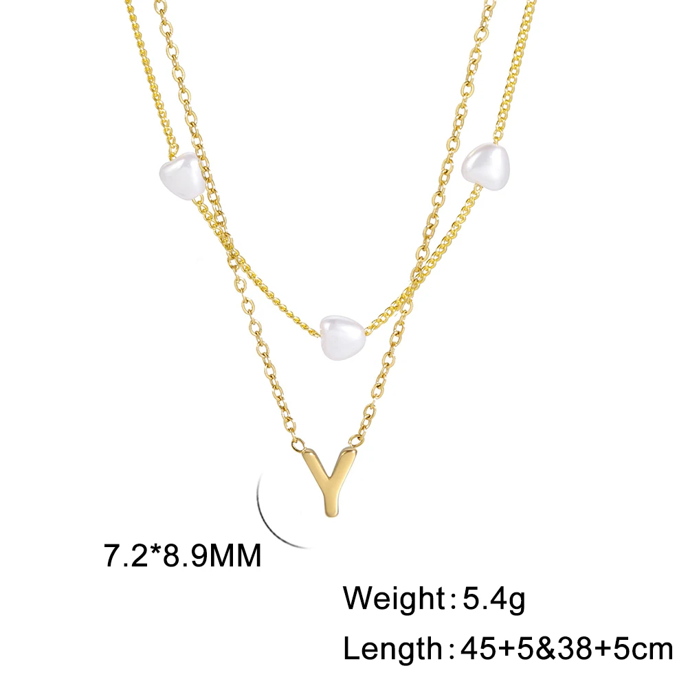 Amaxer Or Document A-Z Lettre Initiale Perle Collier En Couches ChimSimple Pour Les Femmes De Mariage Tour De Cou Cou JOGift