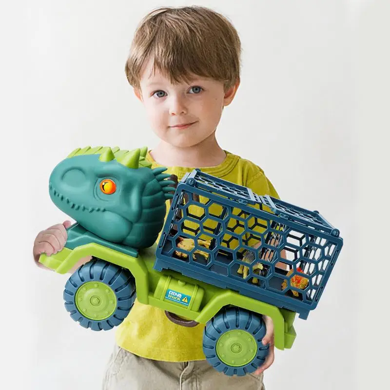 Dinosaur Truck Tyrannosaurus Transport Car Carrier Truck Dinosaur Toys 15 Dino Figures Activity Play Mat Tree Stone Egg