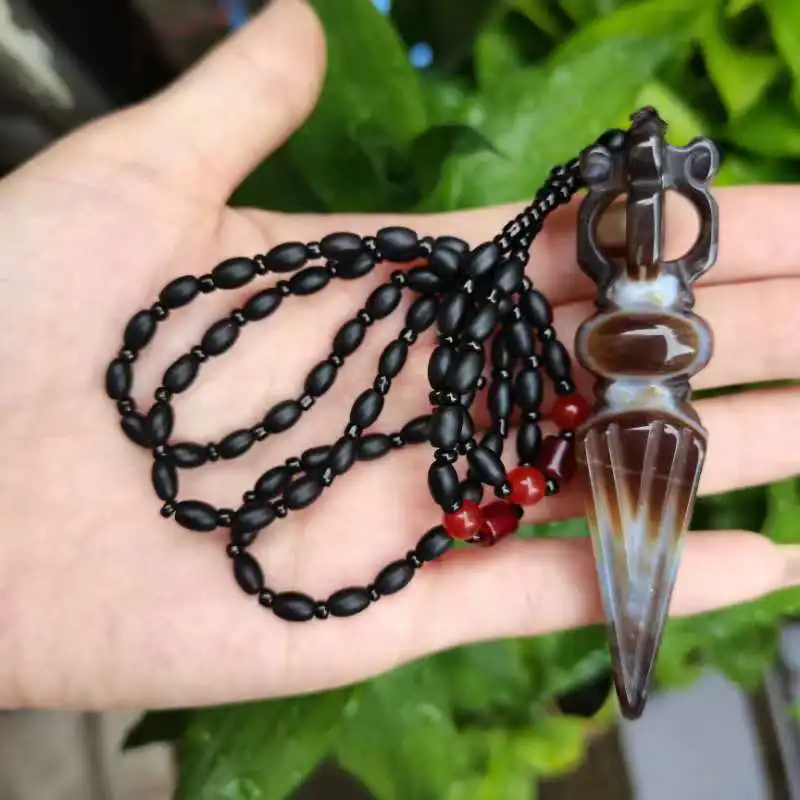 

1pcs/lot Tibetan Natural Agate Vajra Necklace exorcise evil spirits keep safe precious accessories jewelry amulet folk-custom