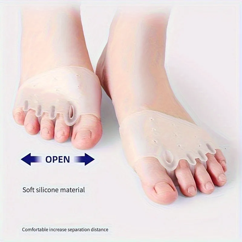 2pcs Silicone Forefoot Pads, 5-Hole Honeycomb Toe Protectors, Non-Slip Secure Fit for Most Women's Summer Shoes