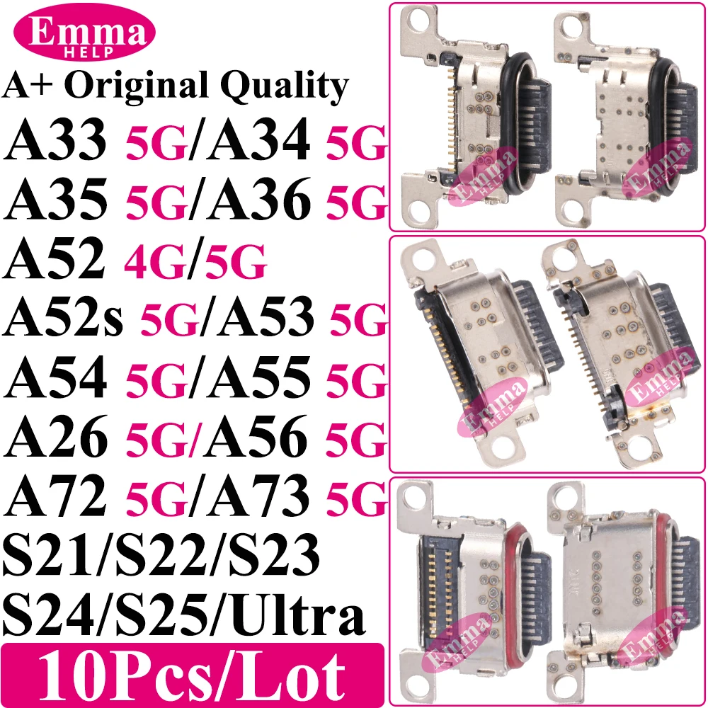 10pcs Micro USB Connector Mobile Charging port For Samsung S21 S22 S23 S24 Ultra S25 Plus A26 A33 A34 A35 A52 A53 A54 A55 A56