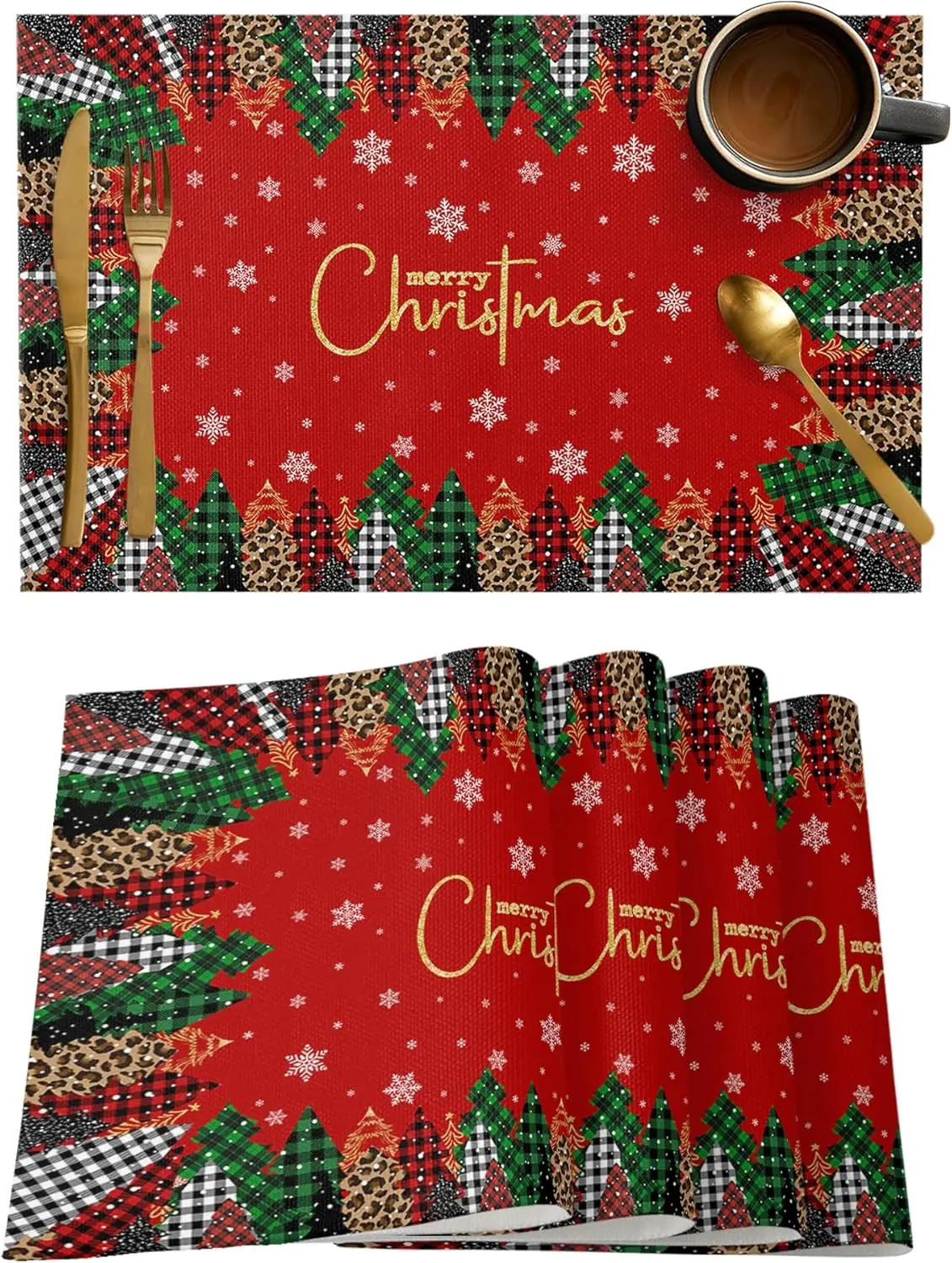 

Рождественские красные коврики для стола в виде снежинки для декора кухонной вечеринки, многоразовые зимние праздничные салфетки для стола, украшения Navidad