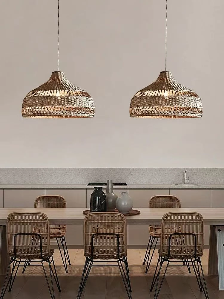 

New Chinese Style Pendant Lights Rattan Handmake Hanging Lamp for Living Room Decoration Dining Room Light Fixture E27 Luminaire