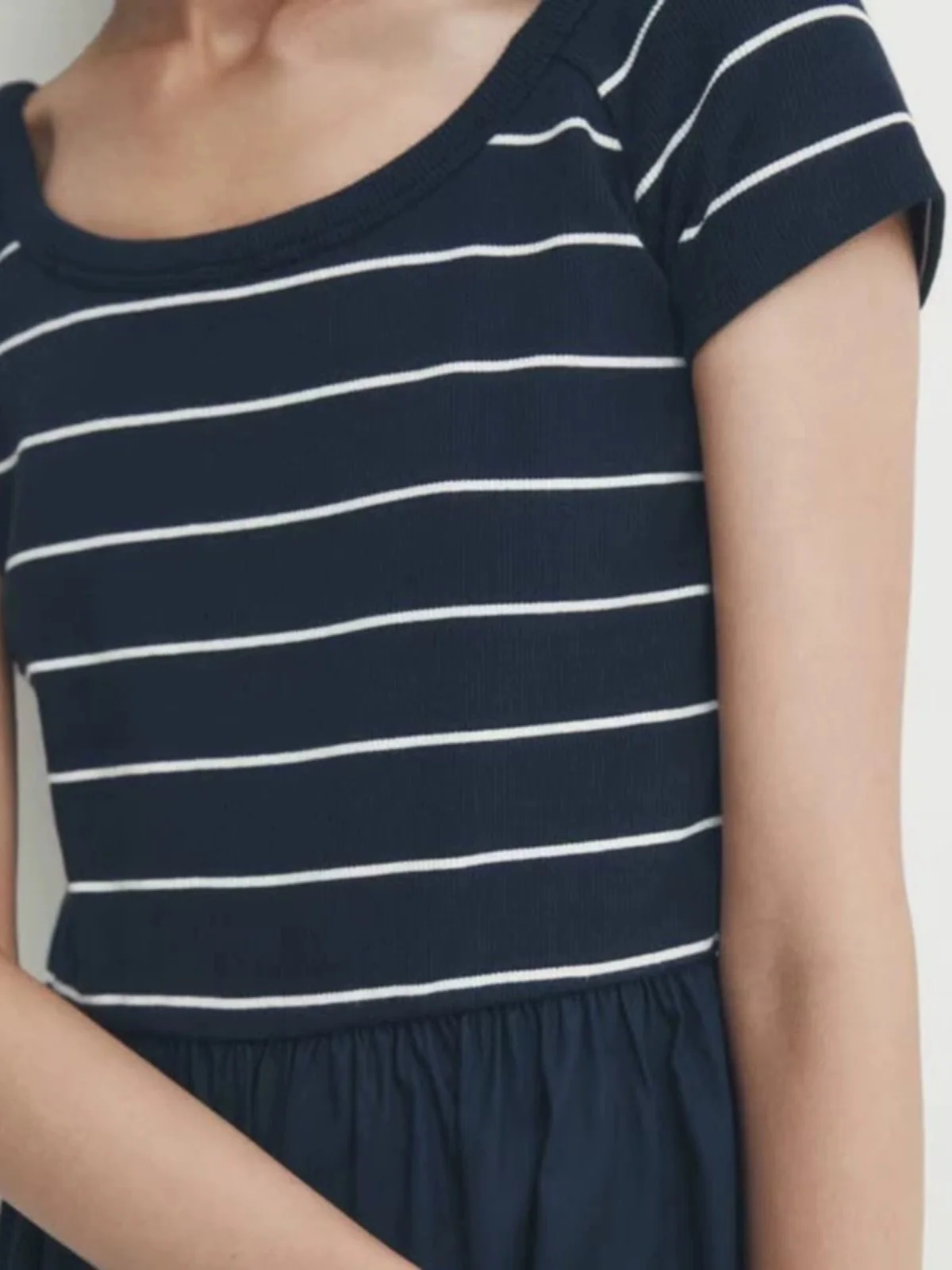 Rétro artistique rayé coton rond Ne ort Sve t-shirt Patchwork trajet Dr MD femmes Faion automne nouveauté